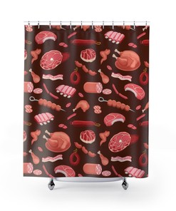 Get ready to smoke some BBQ with this Meat You Steaking Me Crazy Shower Curtain