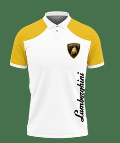 Get ready to turn heads with this Yellow 3D Printed Lamborghini Nct-Va Polo Shirt