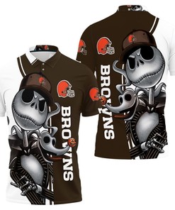 Get spooky with our Cleveland Browns Jack Skellington and Zero Polo Shirt featuring a bold and unique design