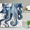 Giant Blue Octopus Shower Curtain | Coastal Marine Ocean Squid Mollusca | Home Bath Decor | Nautical Theme | Gift