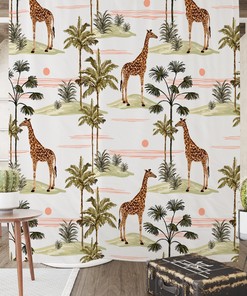 Giraffe Safari Shower Curtain Set for Kids