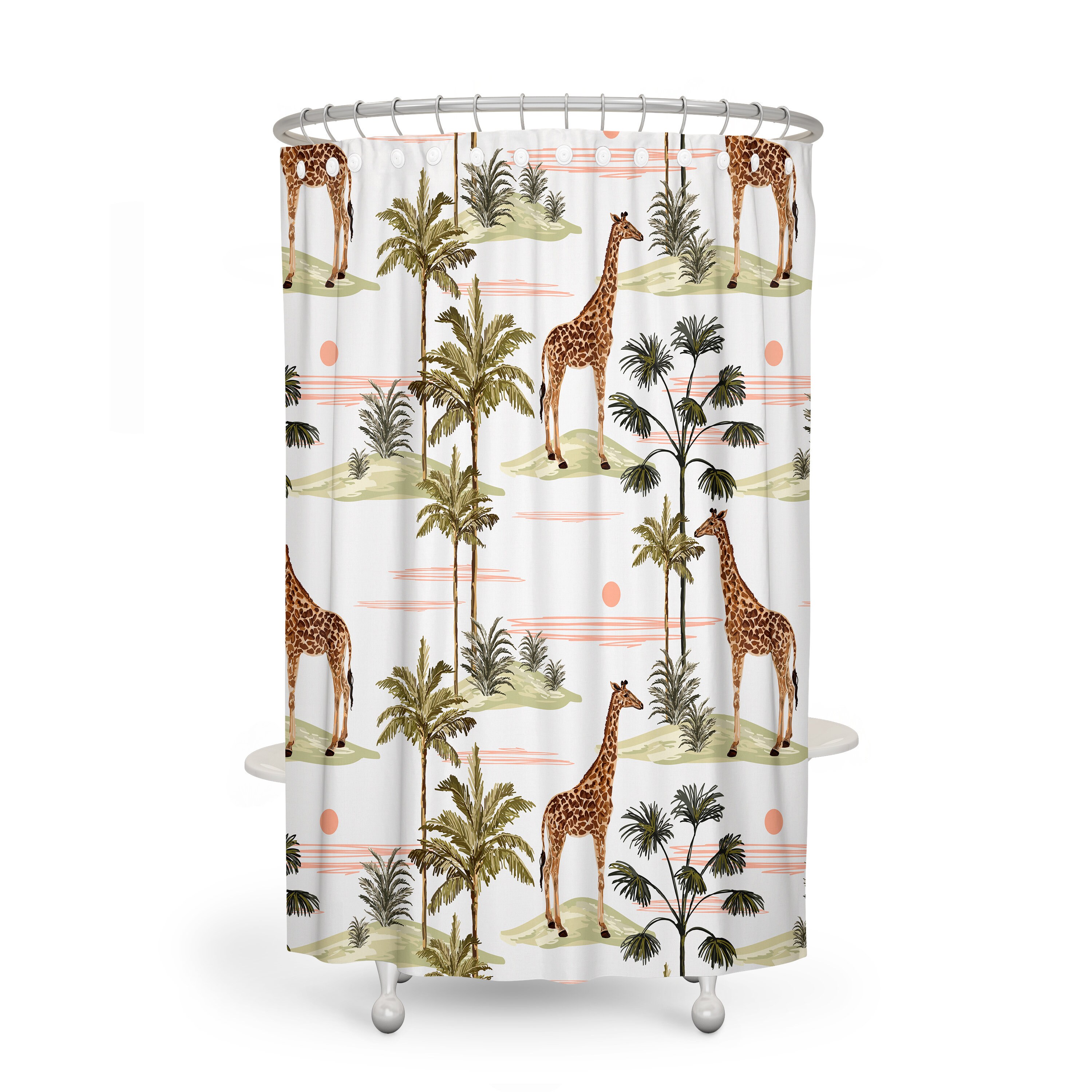 Giraffe Safari Shower Curtain Set for Kids - Image 2