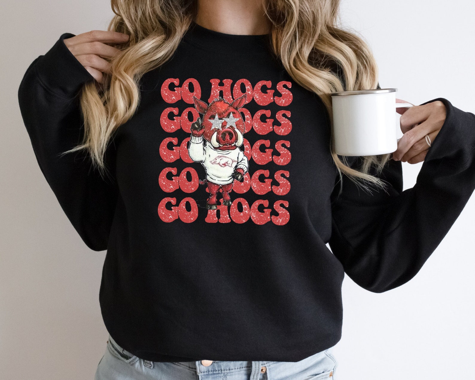 Go Hogs Sweatshirt Arkansas Razorbacks Crewneck For Football Fans