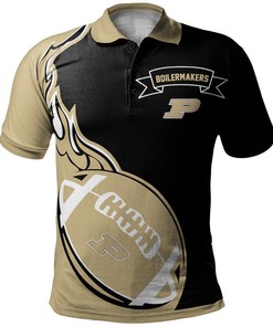 Go for a Bold Look with the NCAA Purdue Boilermakers Gold Ball Black Polo Shirt with Breathable Fabric