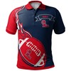 Go for a Fiery Look with the NCAA Ole Miss Rebels Red Flame Ball Blue Polo Shirt with Breathable Fabric