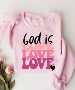 God Is Love Inspirational Jesus Christian T-Shirt with Religious Quotes and Cross Design