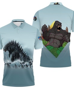 Godzilla Back to the Ocean with Godzilla Vs. Kong Polo Shirt in All Over Print and Breathable Fabric