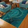 Gold Starlight Line and Emerald Green Art Deco Rug with Retro Inspiration for Chic Home Decor
