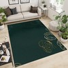 Golden Butterfly Plant Area Rug - Pure Black Carpet with Fine Fluff High Density