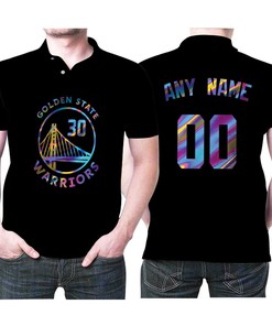 Golden Edition Iridescent Black Jersey Polo Shirt for Golden State Warriors Fans
