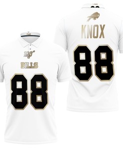 Golden Edition Jersey Style 3D Polo Shirt with Dawson Knox #88: Celebrate 100 years of Bills history.