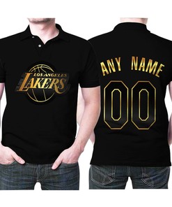 Golden Era with Personalized Los Angeles Lakers Any Name 00 Golden Edition Black Jersey Polo Shirt in 3D
