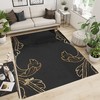Golden Flower Edge Area Rugs with Pure Black BackgRug Color Carpet and Fine Pile High Density