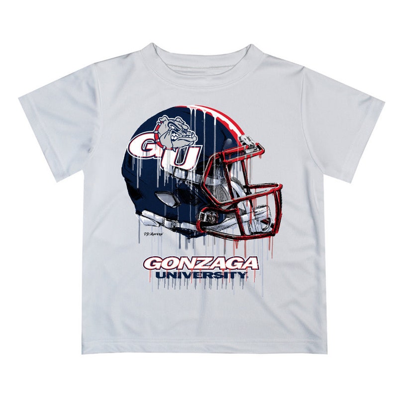 Gonzaga Bulldogs Zags Gu Original Dripping Football White T-Shirt Gifts
