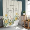 Good Vibes Shower Curtain | Summer Floral Leaves Garden | Fabric Bathroom Curtain | Botanical Theme
