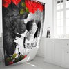 Gothic Skull Black Roses Shower Curtain, Creepy Bathroom Decor with Restroom Shower Curtains Decorative Ideas