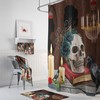 Gothic Skull Shower Curtain Set with Creepy Accessories