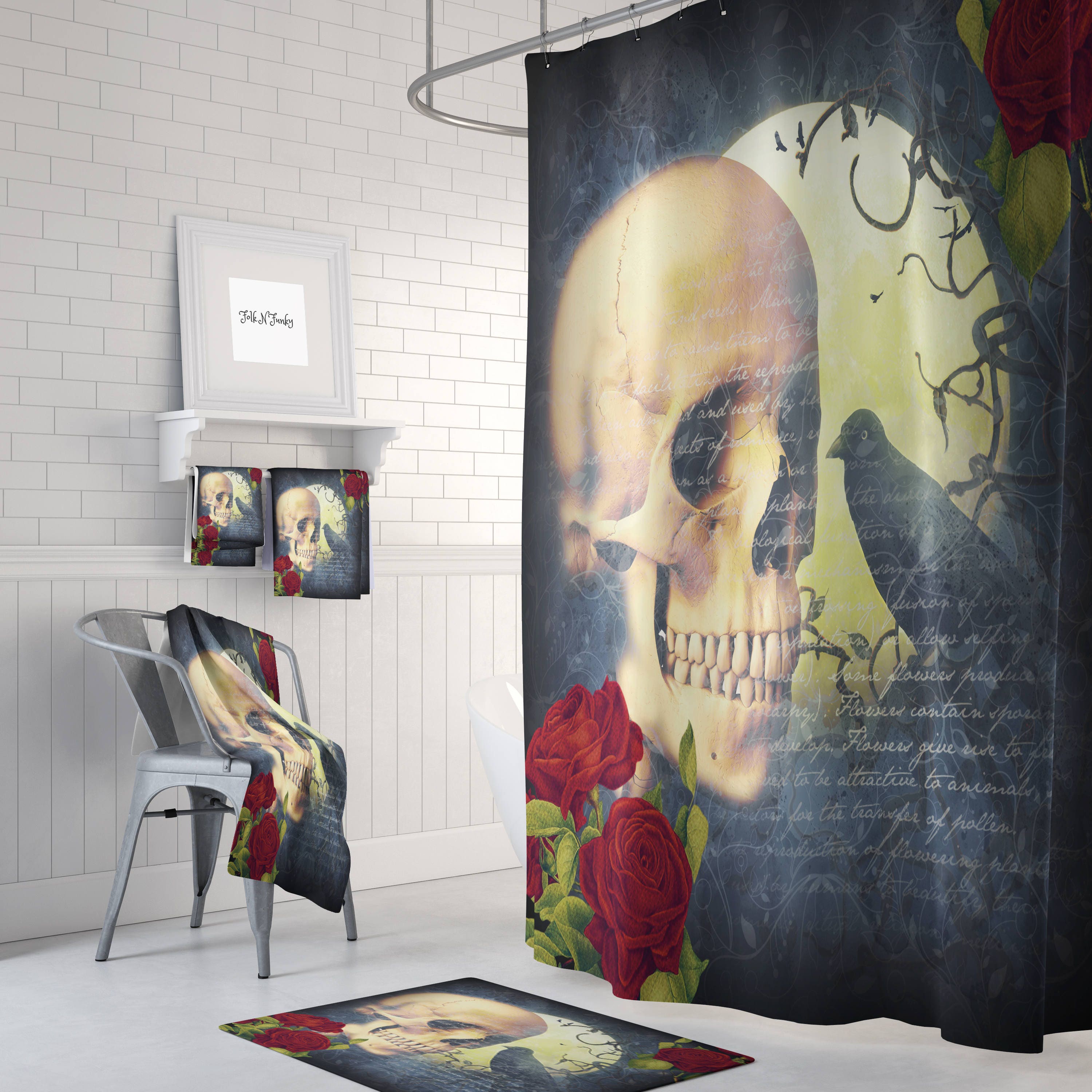 Gothic Skull Shower Curtain for a Spooky Bathroom Decor