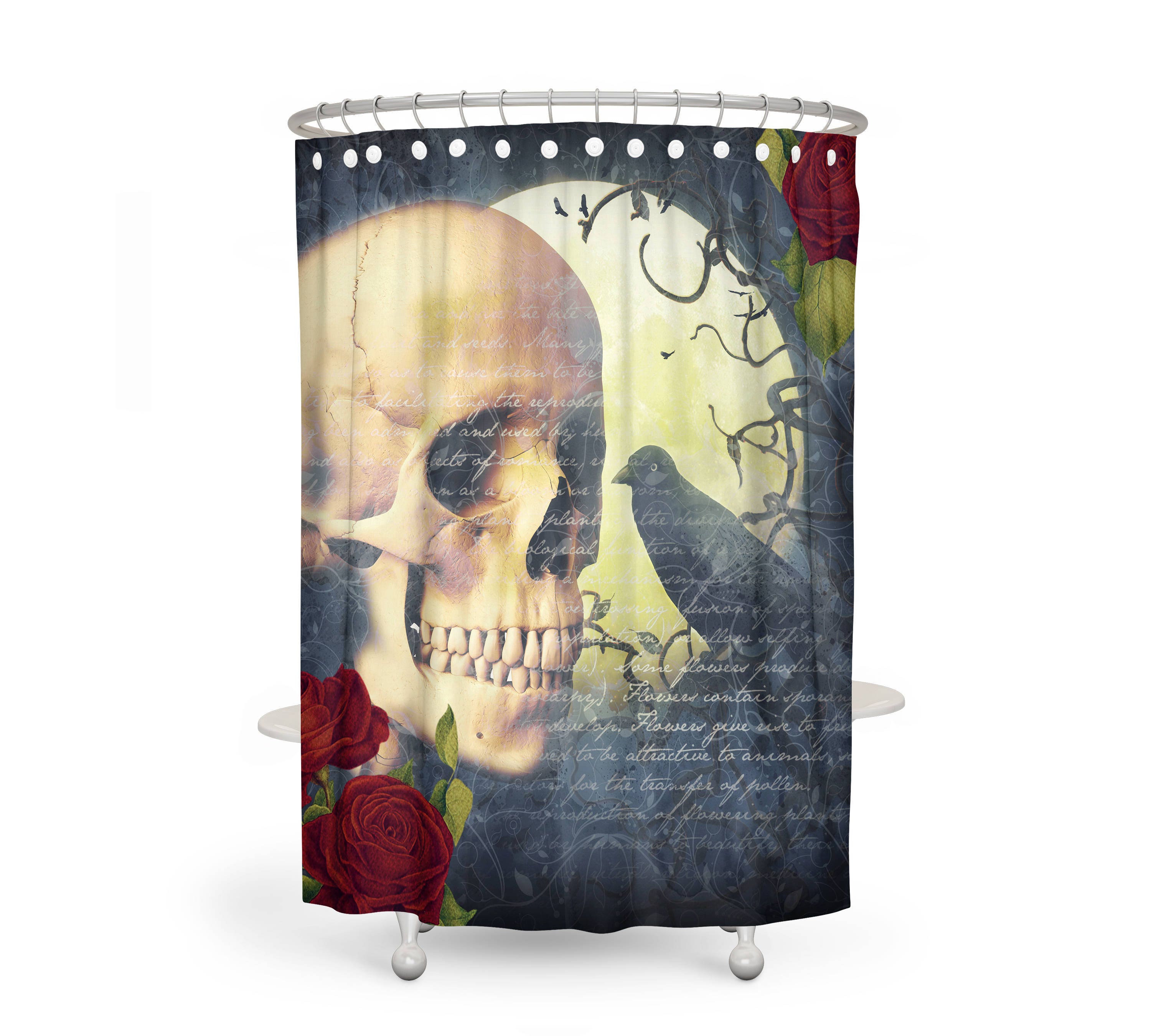 Gothic Skull Shower Curtain for a Spooky Bathroom Decor - Image 2