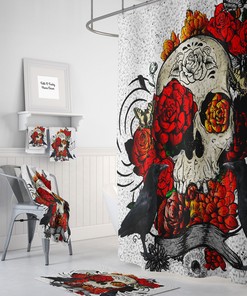 Gothic Skull Shower Curtain with Unique Bathroom Decor