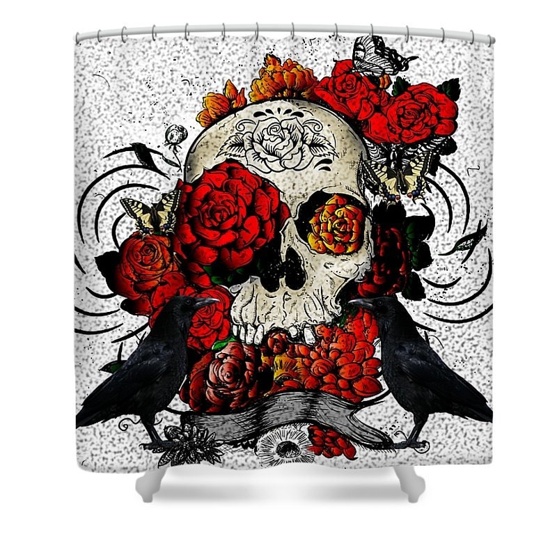 Gothic Skull Shower Curtain with Unique Bathroom Decor - Image 2