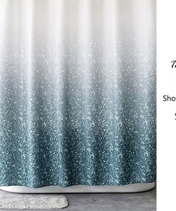 Gradient Blue Waterproof Polyester Shower Curtain for Modern Bathroom Decoration