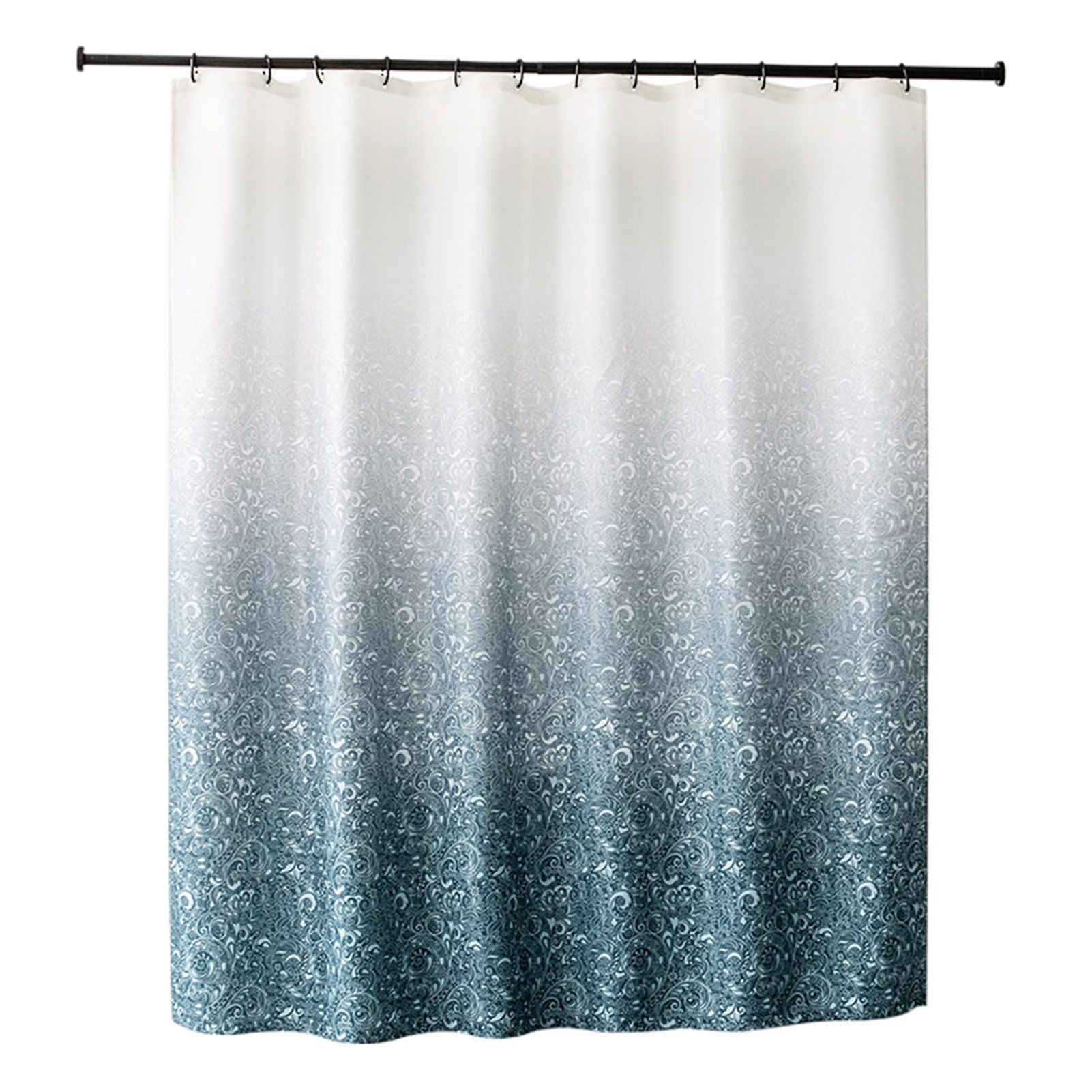 Gradient Blue Waterproof Polyester Shower Curtain for Modern Bathroom Decoration - Image 4