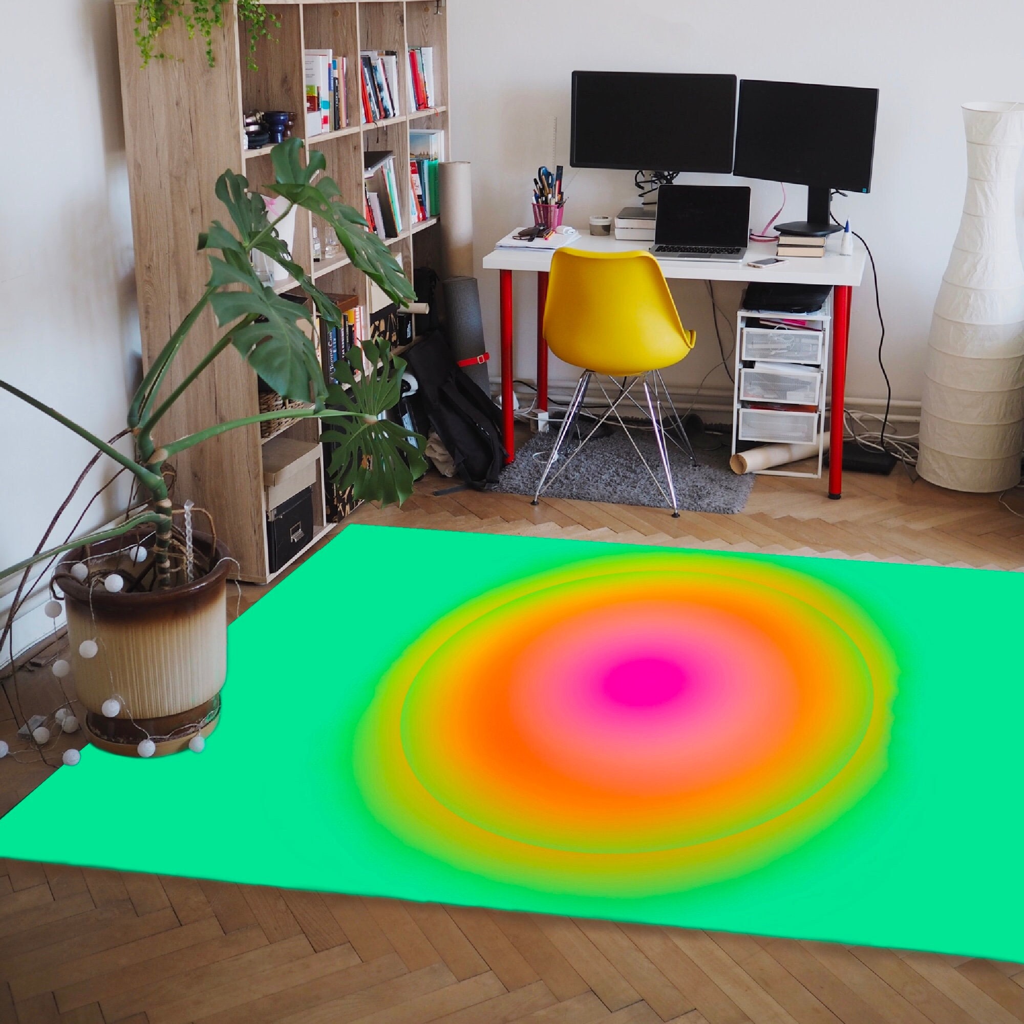 Gradient Mint Green Vortex Illusion Rug with Personalized Name or Sentence for Modern Home Decor - Image 2