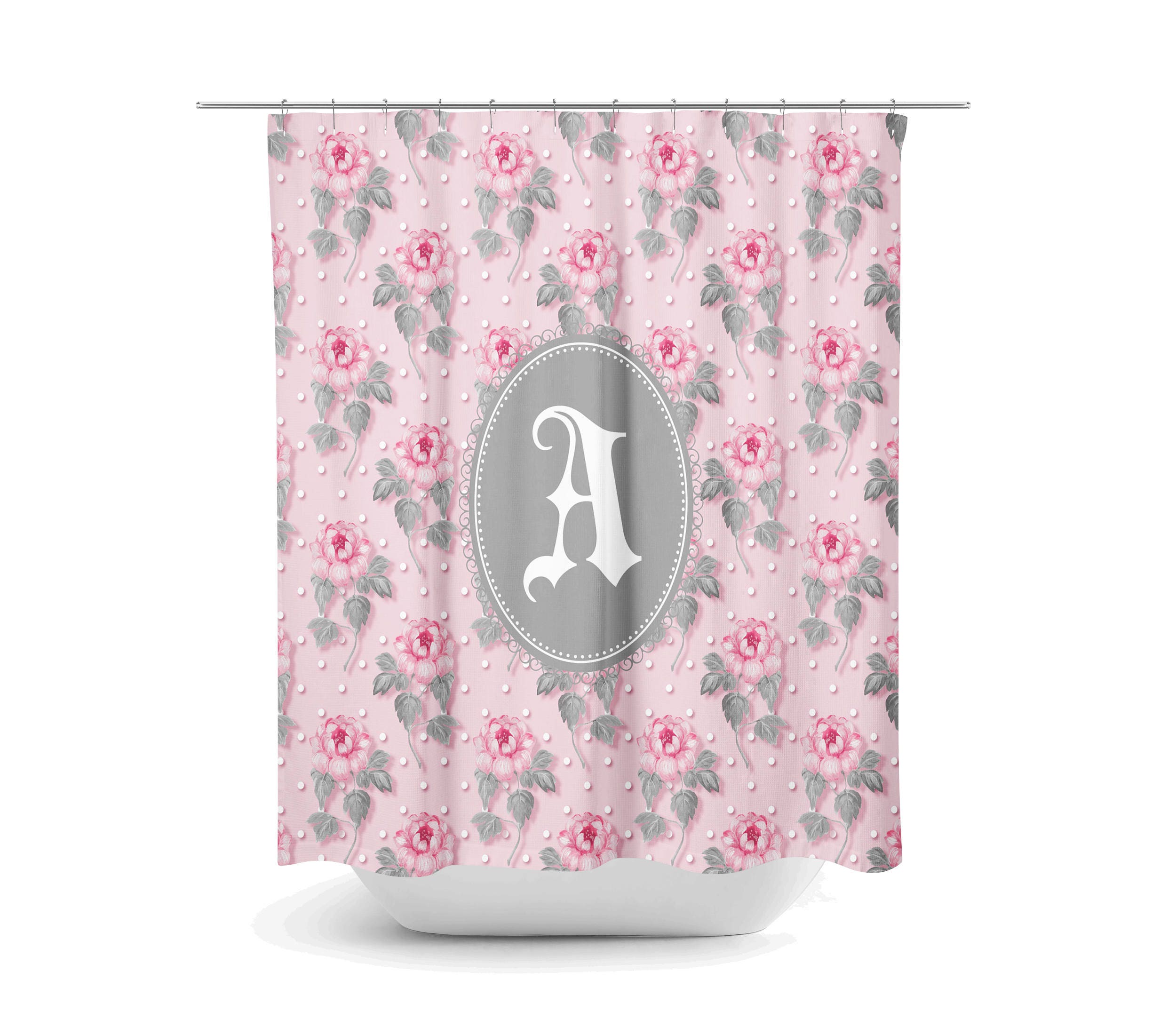 Granny Chic Personalized Shower Curtain with Vintage-Style Bath Items - Image 3