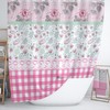 Granny Chic Pink Floral and Gingham Shower Curtain Set