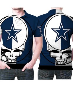 Grateful Dead Skull Dallas Cowboys 3D Designed Polo Shirt for Dallas Cowboys Fans with All Over Print Shirt