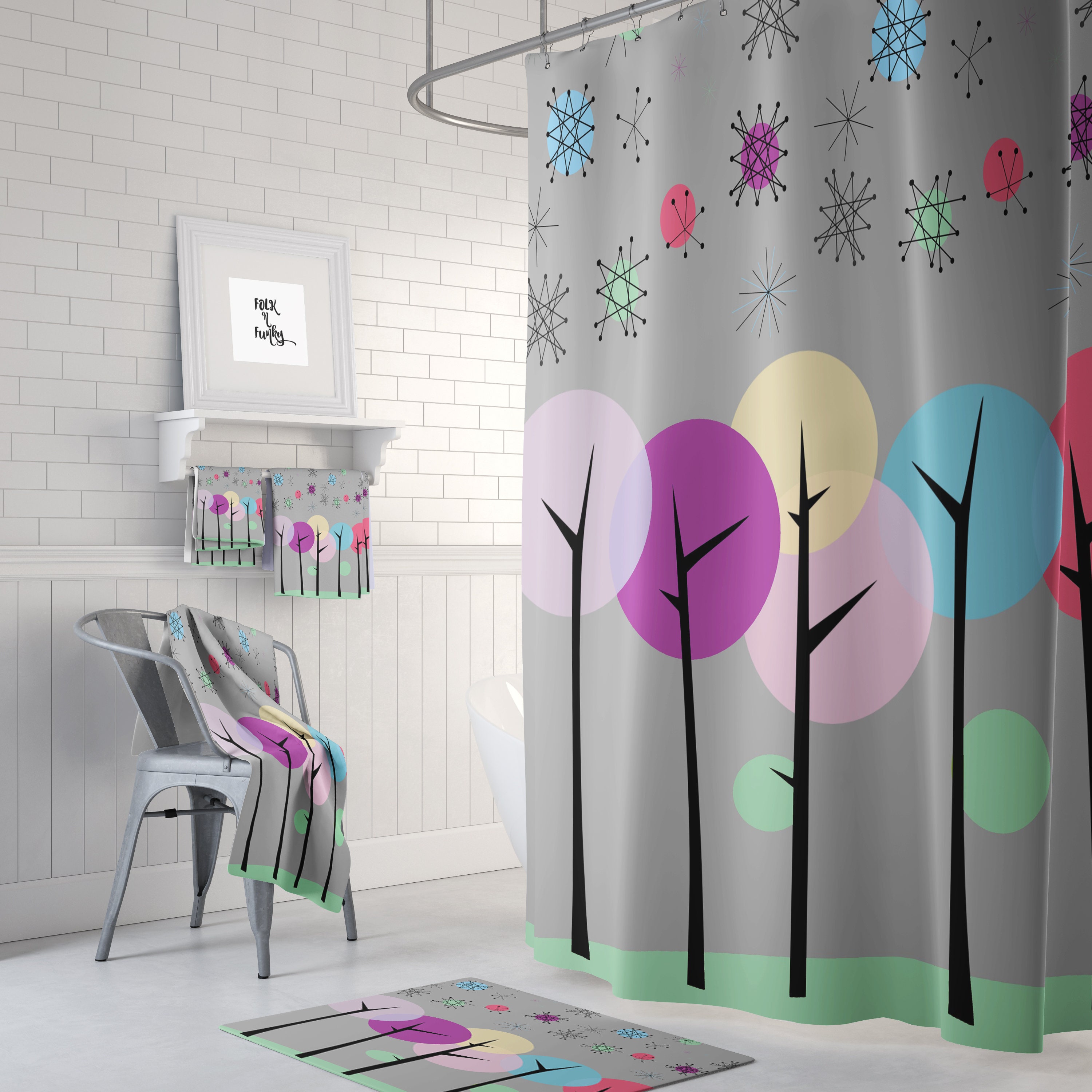 Gray Mid Century Modern Shower Curtain - For a Sleek and Modern Bathroom