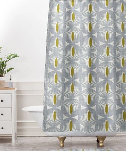 Gray Mid Century Modern Shower Curtain | Retro Geometric Bath Curtain | MCM Bathroom Decor