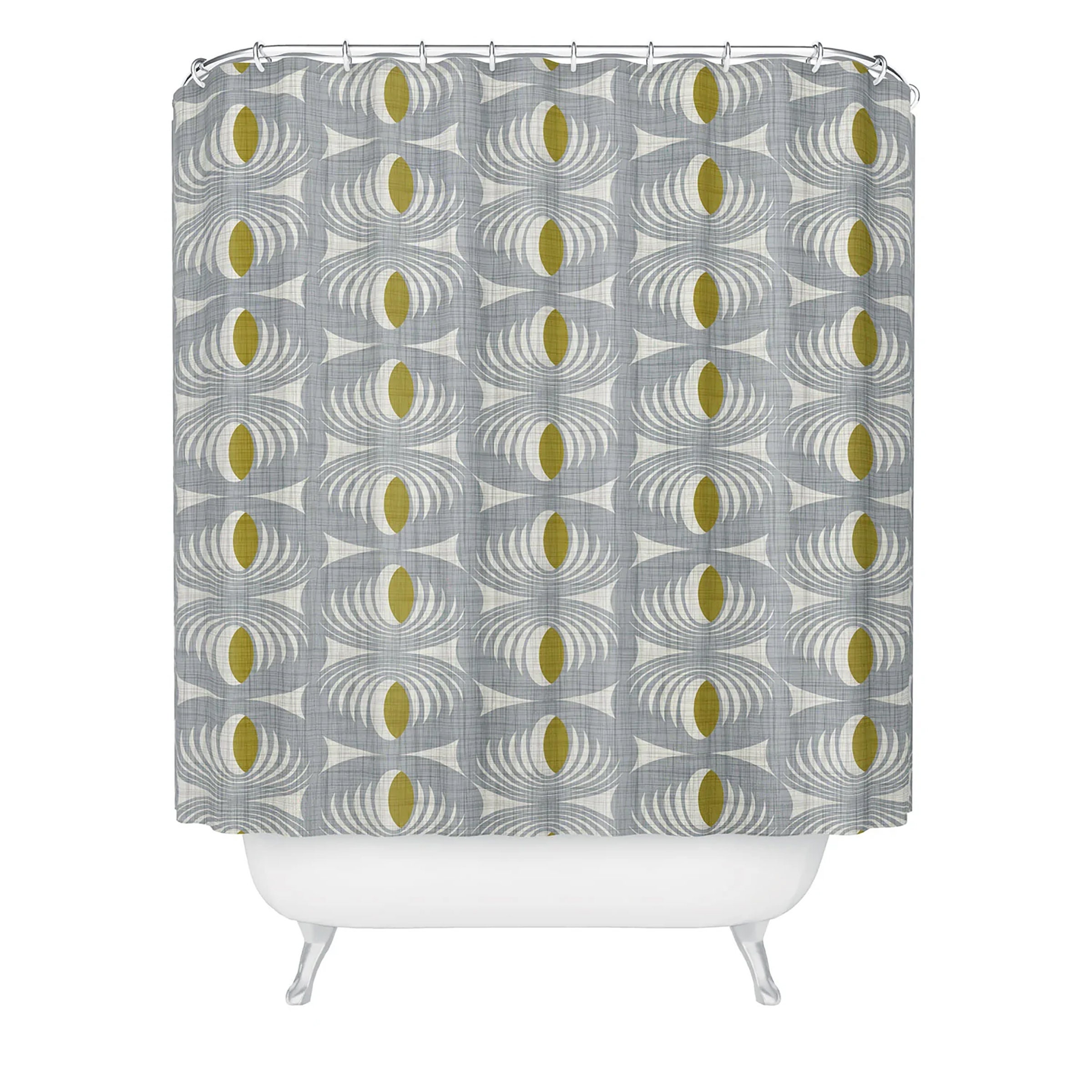 Gray Mid Century Modern Shower Curtain | Retro Geometric Bath Curtain | MCM Bathroom Decor - Image 2