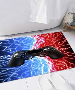 Gray Patterned Gamer Gamepad Controller Area Rug for Boys Room