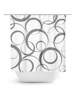 Gray Shower Curtain, Geometric Bath Curtain, Gray Bathroom, Fabric Shower Curtain