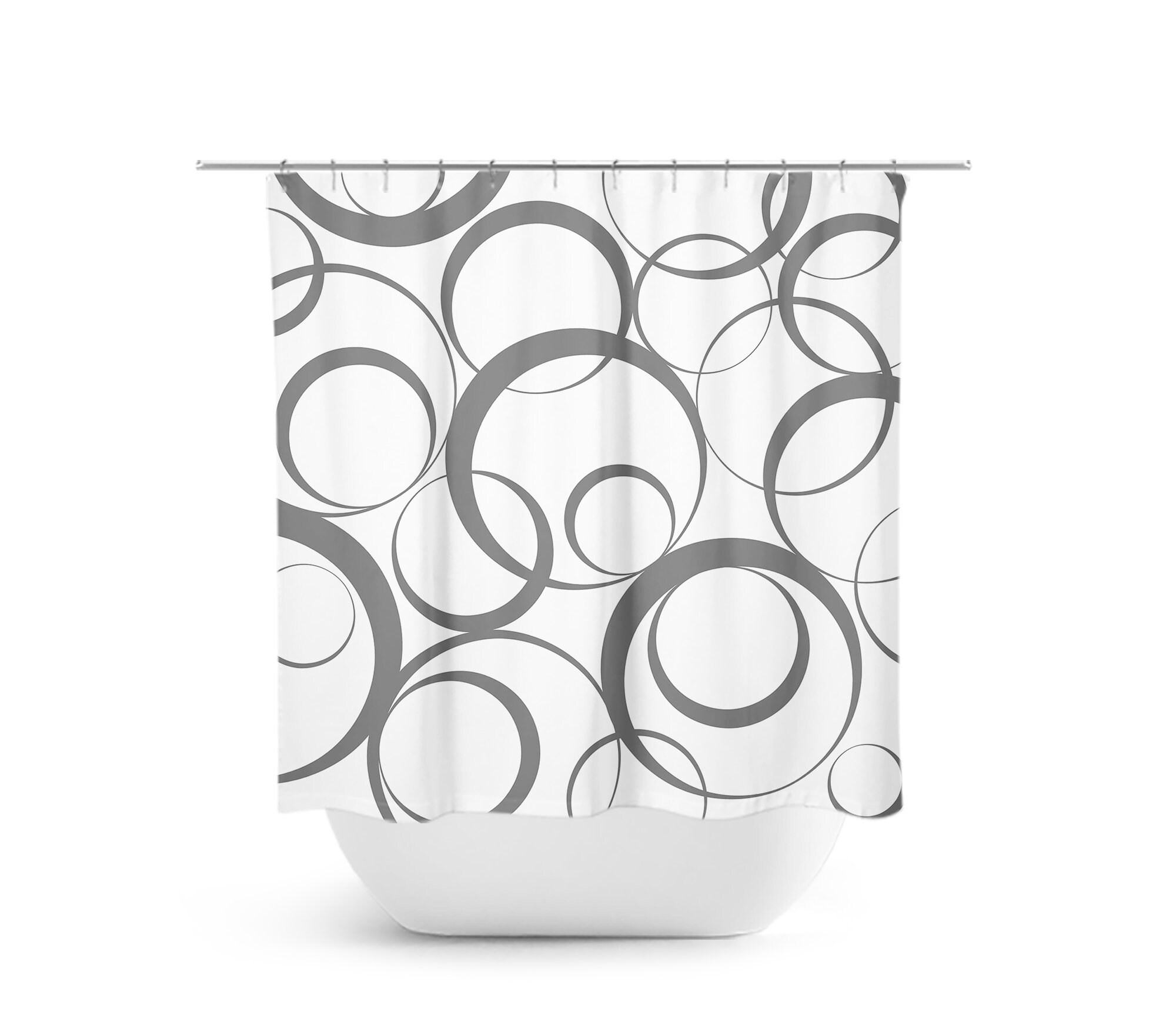 Gray Shower Curtain, Geometric Bath Curtain, Gray Bathroom, Fabric Shower Curtain