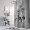 Gray Skull Shower Curtain with Day of the Dead and Gothic Bathroom Decor