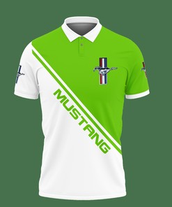 Green 3D Printed Ford Mustang LPH-HT Polo Shirt with 3D T-Shirt Blender