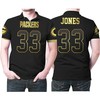 Green Bay Packers Aaron Jones 33 Black Golden Edition Vapor Jersey Style Polo Shirt with Breathable Fabric
