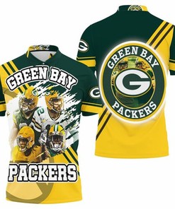 Green Bay Packers Aaron Rodgers 12, Jimmy Graham 80, Aaron Jones 33 All Over Print Polo Shirt
