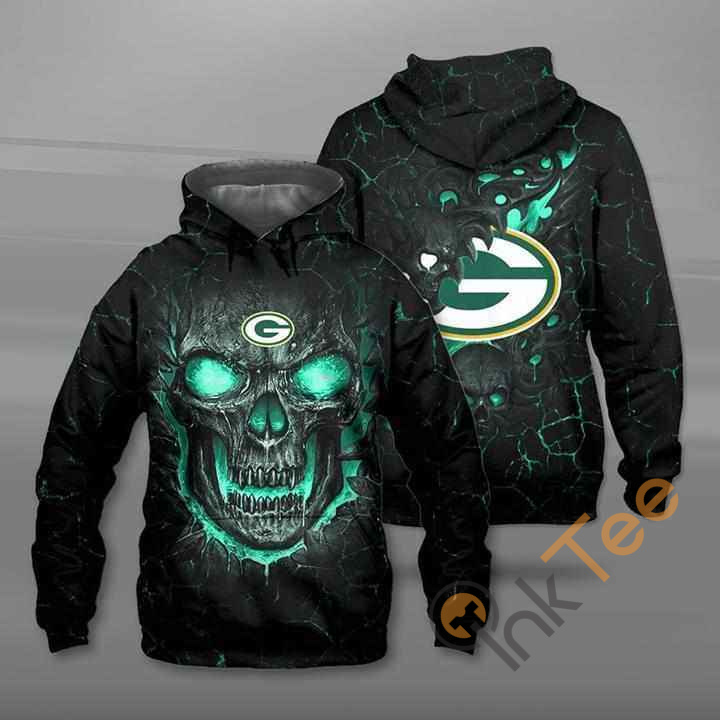 Green Bay Packers Lava Skull 3D All-Over Print Hoodie