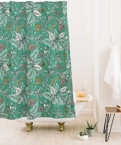 Green Botanical Fabric Boho Bath Curtain, Adds a Touch of Tranquility to Your Bathroom Decor, Shower Curtain