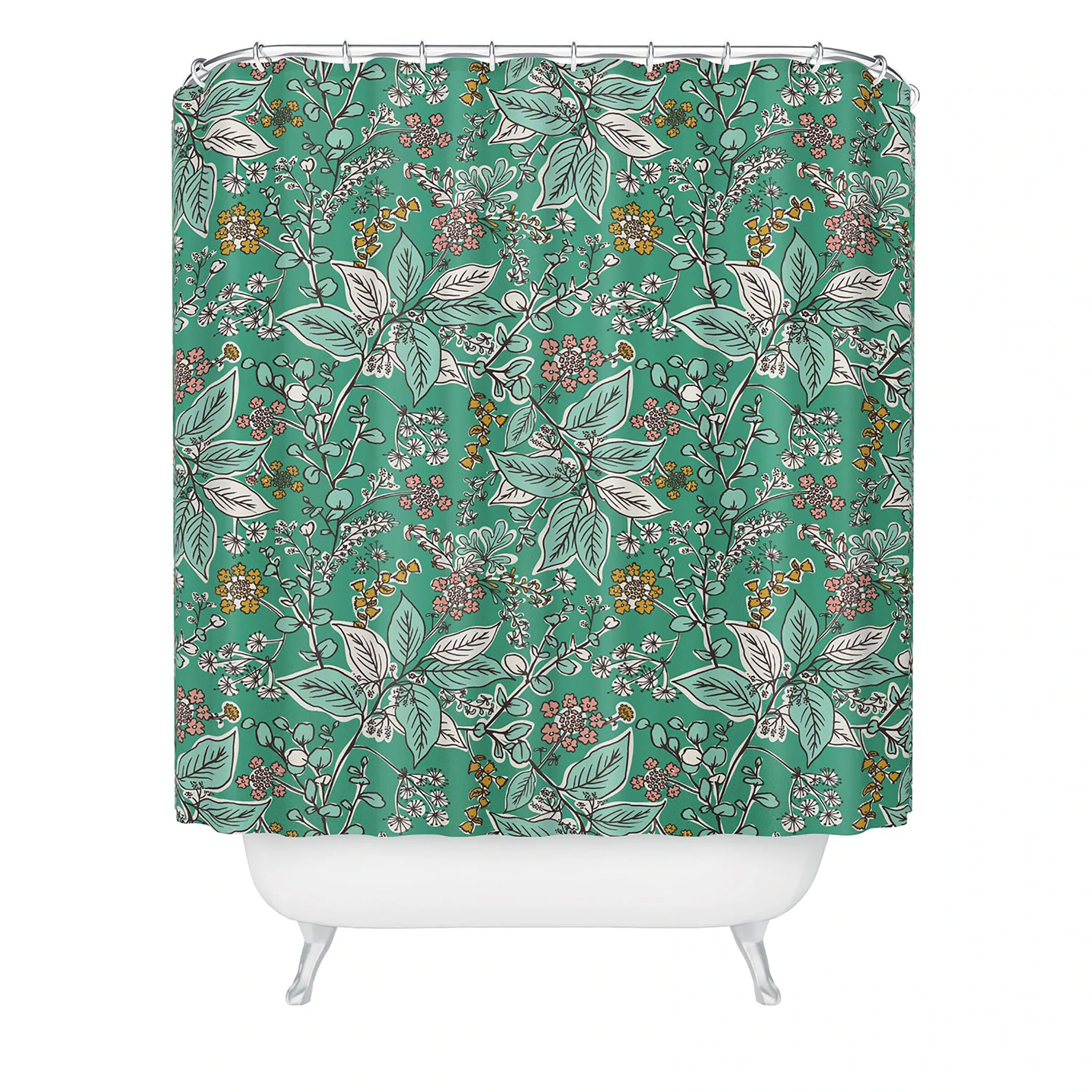 Green Botanical Fabric Boho Bath Curtain, Adds a Touch of Tranquility to Your Bathroom Decor, Shower Curtain - Image 2