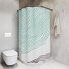 Green Brown Waves Abstract Art Shower Curtain or Mat, Minimalistic Contemporary Curtain for Apartment Bathroom Decor