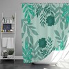 Green Floral Shower Curtain | Botanical Flower Leaves Fabric Bathroom Curtain Set | Home Bath Decor