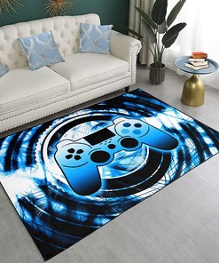 Green Gamepad Gaming Controller Rug - Large Non-Slip Game Area Rug for Teen Kids Play
