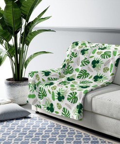Green Hawaiian Mickey Blanket with Disney Characters - Soft and Cozy, Perfect for Home Decor