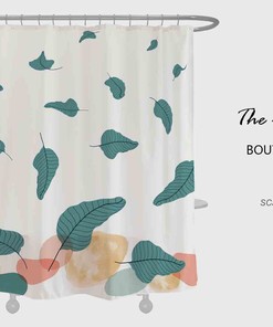Green Leave Shower Curtain for Bathroom, Plant & Abstract Waterproof Bath Decor, Custom Sizes Available