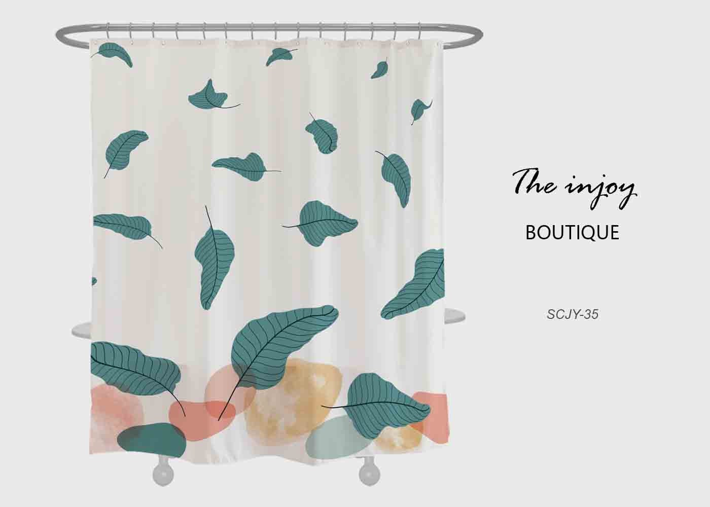 Green Leave Shower Curtain for Bathroom, Plant & Abstract Waterproof Bath Decor, Custom Sizes Available